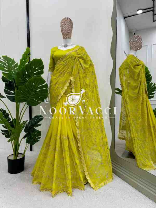 Tibby Silk Designer Saree with Coding and Sequence Work - Image 2