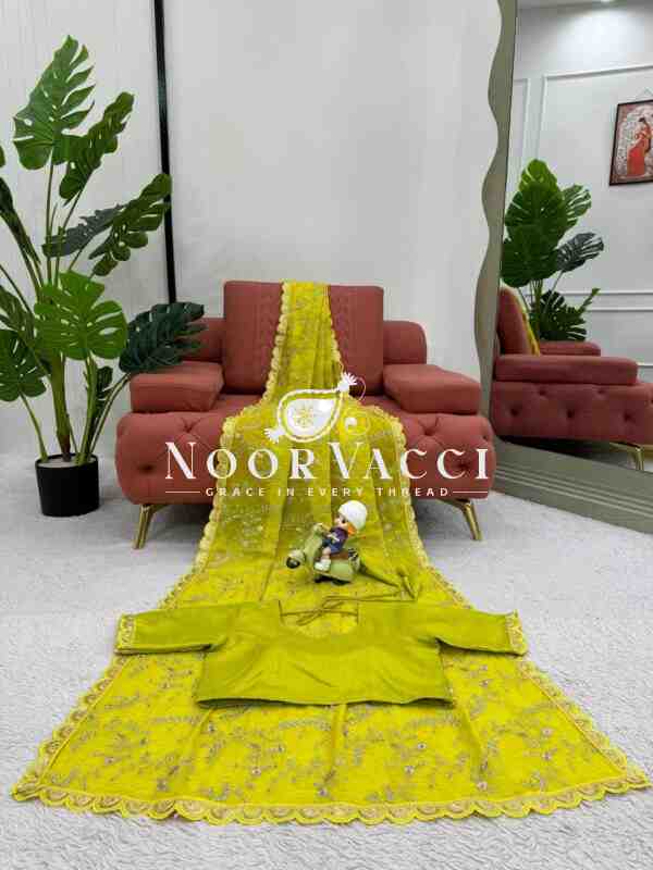 Tibby Silk Designer Saree with Coding and Sequence Work - Image 4