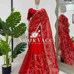 Tibby Silk Designer Saree with Coding and Sequence Work