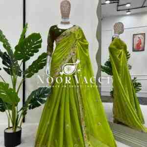 Jimmy Chu Silk Saree with Thread and Sequence Work