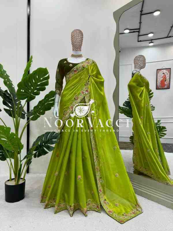 Jimmy Chu Silk Saree with Thread and Sequence Work