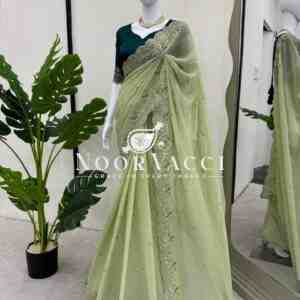 Crunchy Silk Designer Saree with Thread and Sequence Embroidery