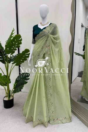 Shop Crunchy Silk Designer Saree with Thread and Sequence Embroidery