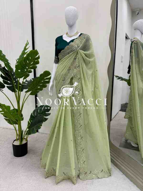 Crunchy Silk Designer Saree with Thread and Sequence Embroidery