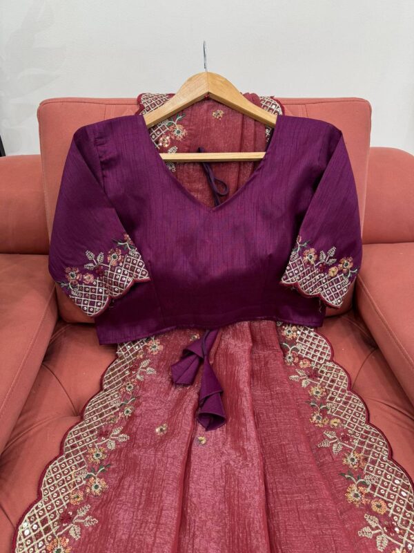 Buy Crunchy Silk Designer Saree with Thread and Sequence Embroidery - Image 4
