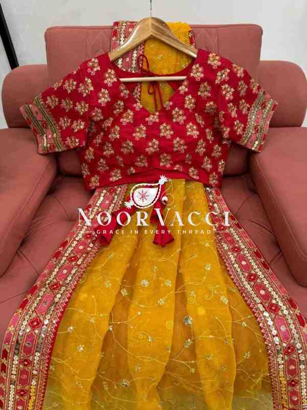 Designer Heavy Organza Silk Saree with Sequins and Thread Work - Image 4