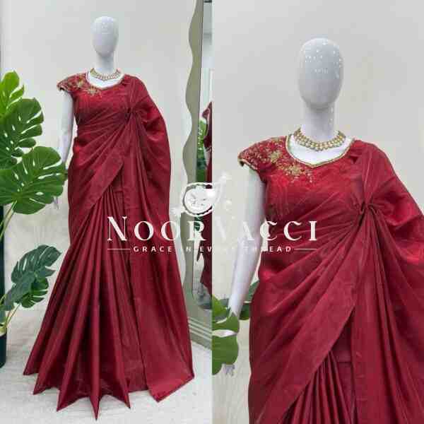 Designer Jimmy Chu Silk Saree with Hand Work Blouse - Image 2