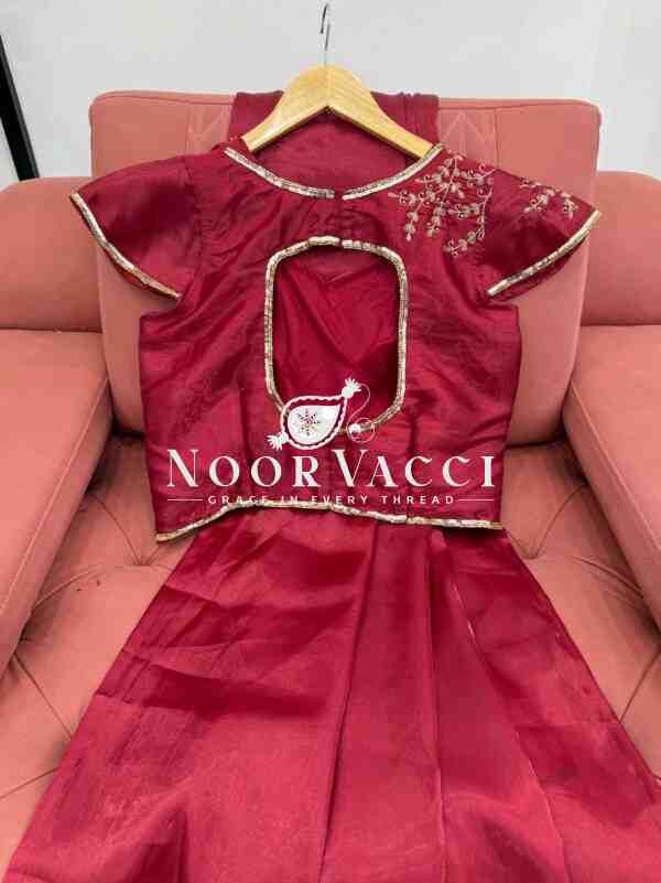 Designer Jimmy Chu Silk Saree with Hand Work Blouse - Image 4