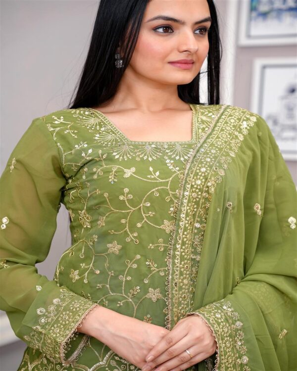 Fox Georgette Embroidered Sharara Suit with Dupatta - Image 4