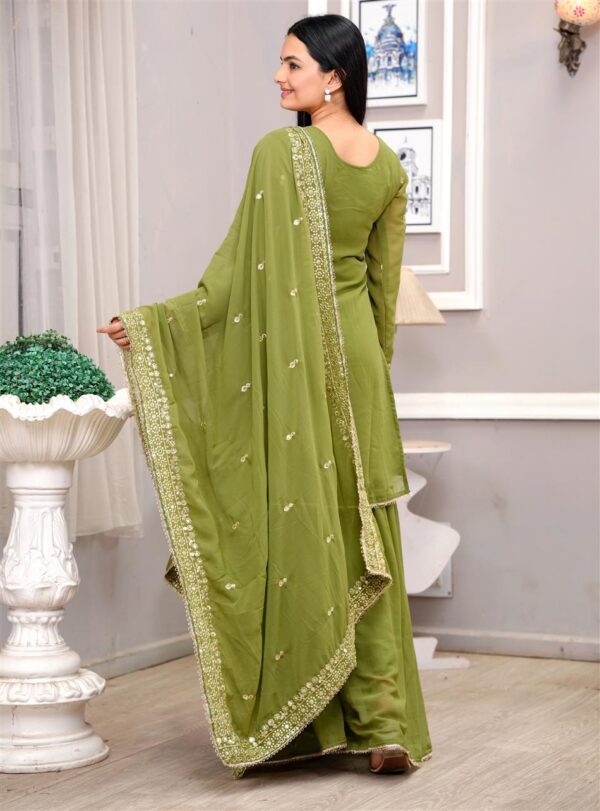 Fox Georgette Embroidered Sharara Suit with Dupatta - Image 3