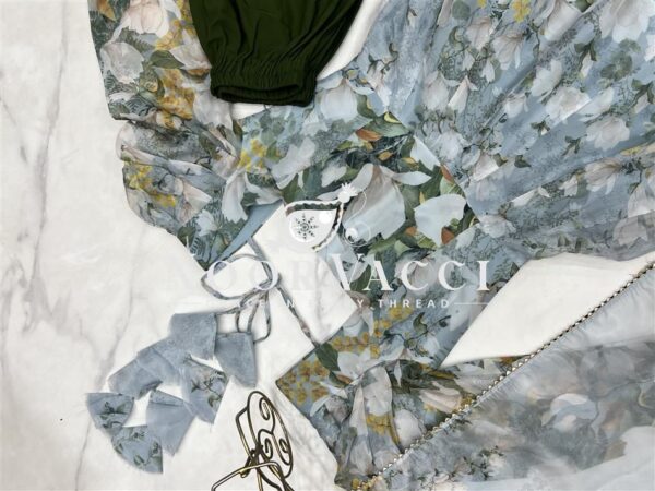 Buy Organza Silk Floral Anarkali Set with Dupatta & Pant - Image 11