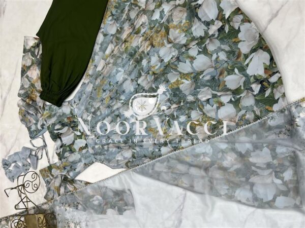 Buy Organza Silk Floral Anarkali Set with Dupatta & Pant - Image 7