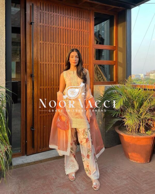 Shop Party Wear Sifon Georgette Top with Farshi Palazzo and Dupatta - Image 7