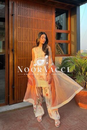 Shop Party Wear Sifon Georgette Top with Farshi Palazzo and Dupatta