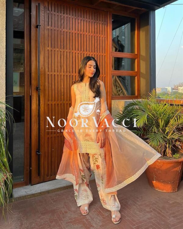 Shop Party Wear Sifon Georgette Top with Farshi Palazzo and Dupatta