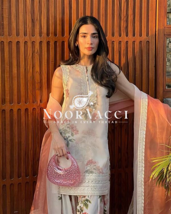 Shop Party Wear Sifon Georgette Top with Farshi Palazzo and Dupatta - Image 5