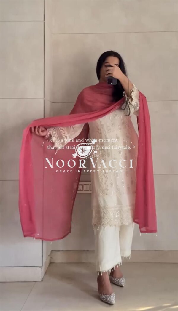 Buy Heavy Faux Georgette Embroidered Top with Plazzo and Dupatta Set