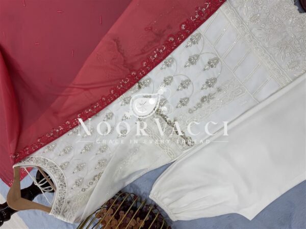 Buy Heavy Faux Georgette Embroidered Top with Plazzo and Dupatta Set - Image 7