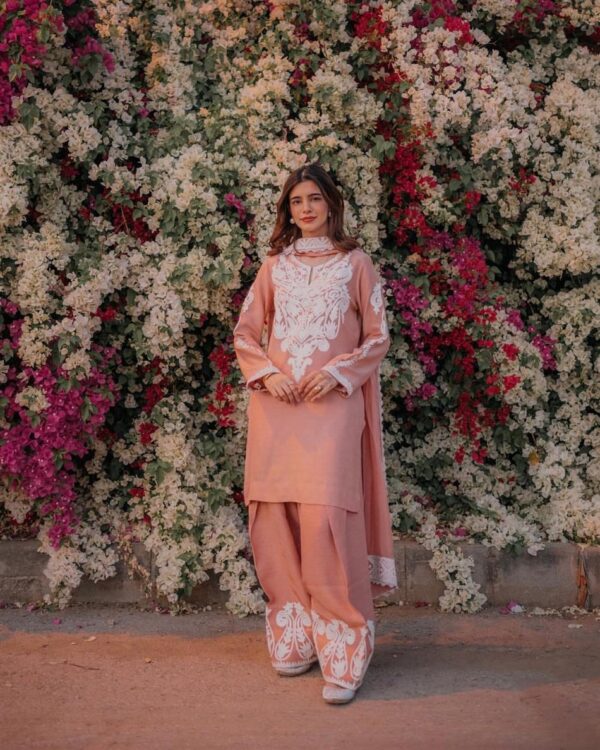 Buy Dull Satin Silk Embroidered Top with Palazzo and Dupatta Set