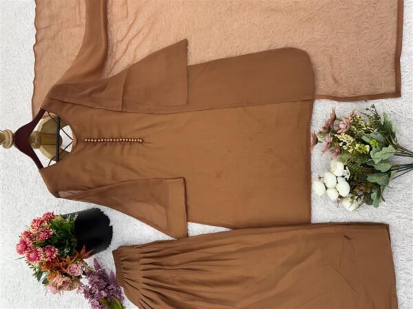 Shop Heavy Georgette Fully Stitched Farshi Pant Set with Dupatta – Elegant Party Wear - Image 5
