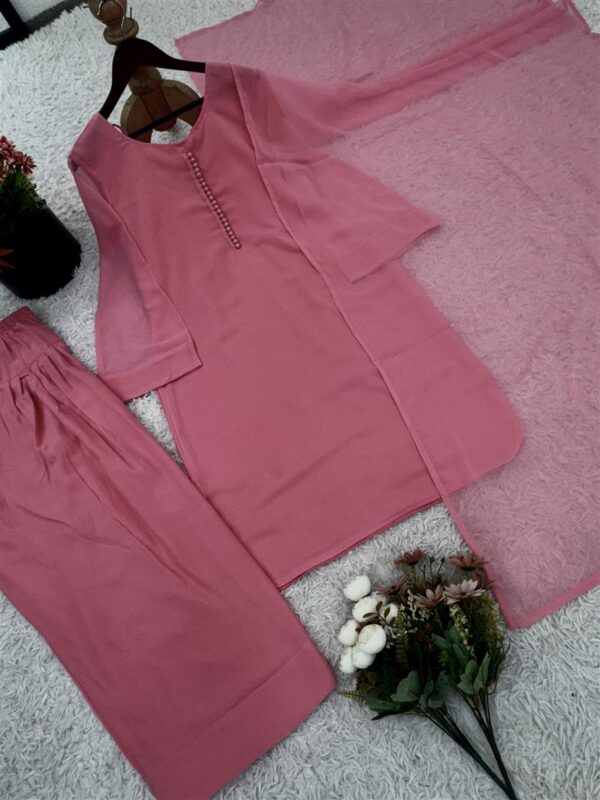 Shop Heavy Georgette Fully Stitched Farshi Pant Set with Dupatta – Elegant Party Wear - Image 5
