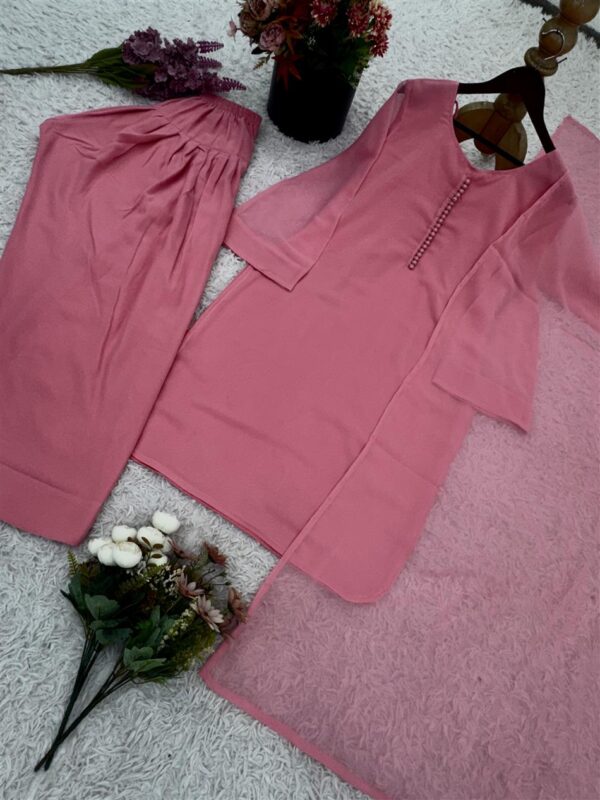 Shop Heavy Georgette Fully Stitched Farshi Pant Set with Dupatta – Elegant Party Wear - Image 6