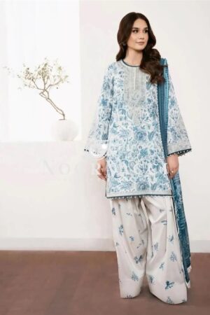 Shop Printed Natural Crepe Top with Farshi Palazzo & Digital Print Dupatta Set