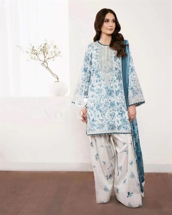 Shop Printed Natural Crepe Top with Farshi Palazzo & Digital Print Dupatta Set
