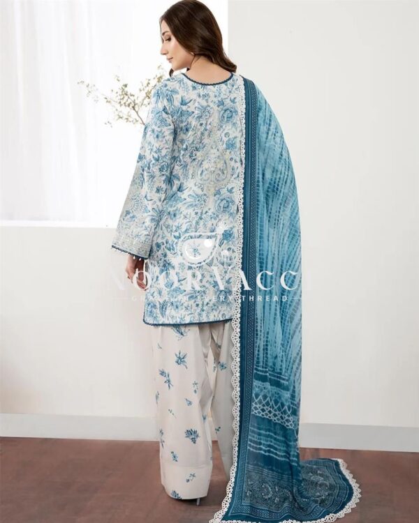 Shop Printed Natural Crepe Top with Farshi Palazzo & Digital Print Dupatta Set - Image 3