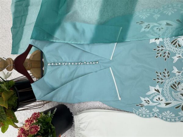 Buy Heavy Georgette Embroidered Top with Farshi Pant and Printed Dupatta - Image 5