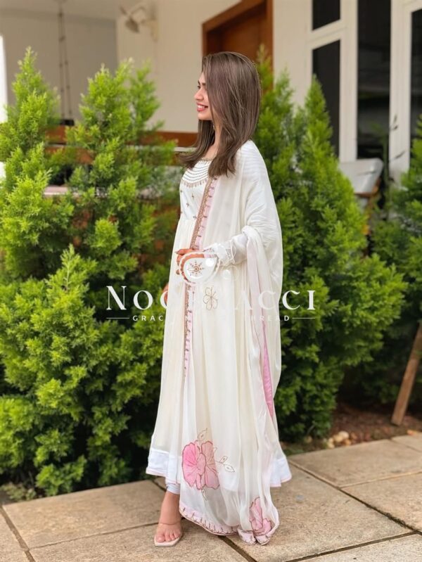 Shop Heavy Georgette Embroidered Gown with Printed Dupatta and Bottom - Image 4