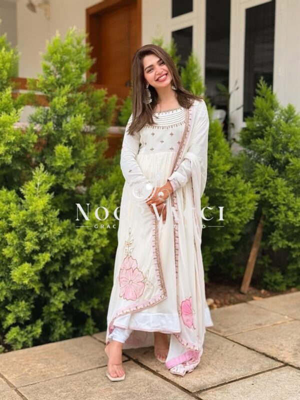 Shop Heavy Georgette Embroidered Gown with Printed Dupatta and Bottom - Image 2