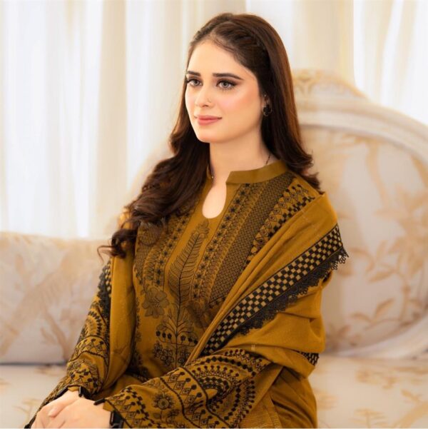 Buy Faux Georgette Embroidered Top with Palazzo & Fancy Lace Dupatta Set - Image 4
