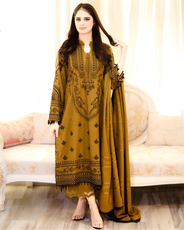 Buy Faux Georgette Embroidered Top with Palazzo & Fancy Lace Dupatta Set - Image 5