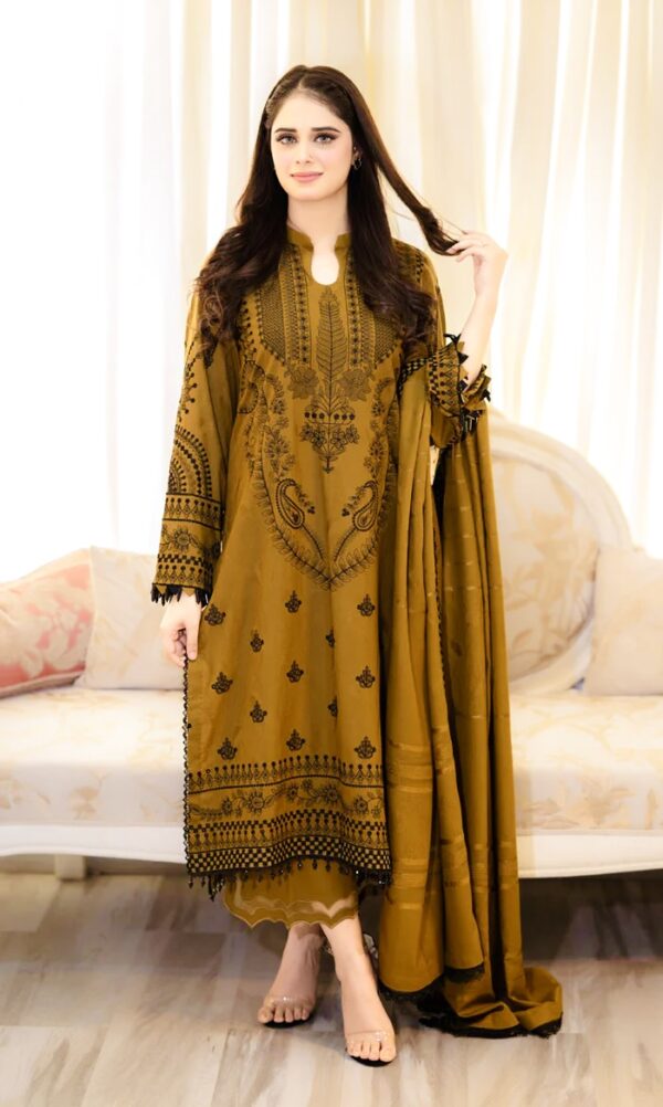 Buy Faux Georgette Embroidered Top with Palazzo & Fancy Lace Dupatta Set - Image 2