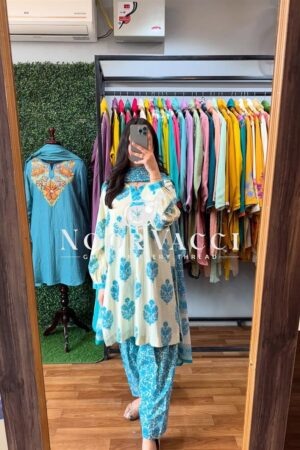 Shop Masalin Cotton Printed Farshi Co-Ord Set with Chiffon Dupatta