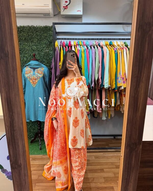 Buy Masalin Cotton Printed Farshi Co-Ord Set with Chiffon Dupatta