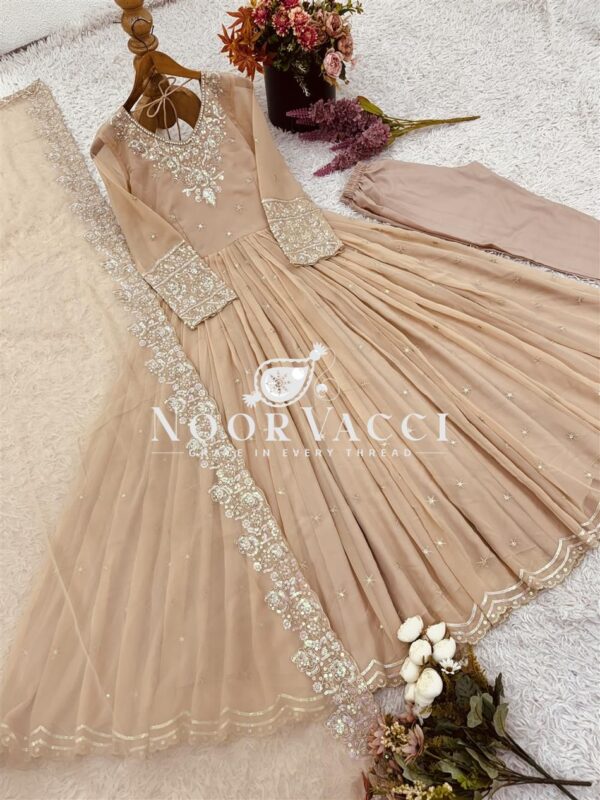 Buy Heavy Georgette Embroidered Rembo Sequence Gown with Dupatta and Bottom - Image 9