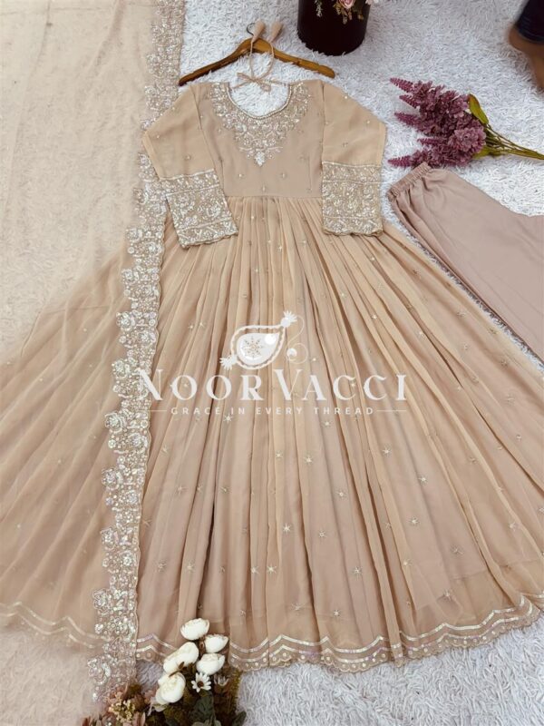 Buy Heavy Georgette Embroidered Rembo Sequence Gown with Dupatta and Bottom - Image 5