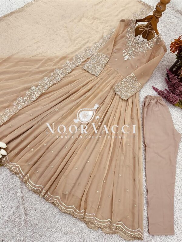 Buy Heavy Georgette Embroidered Rembo Sequence Gown with Dupatta and Bottom - Image 6
