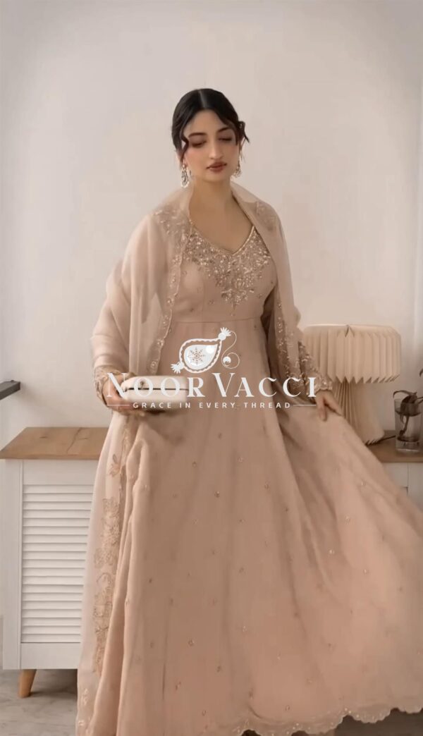 Buy Heavy Georgette Embroidered Rembo Sequence Gown with Dupatta and Bottom - Image 3