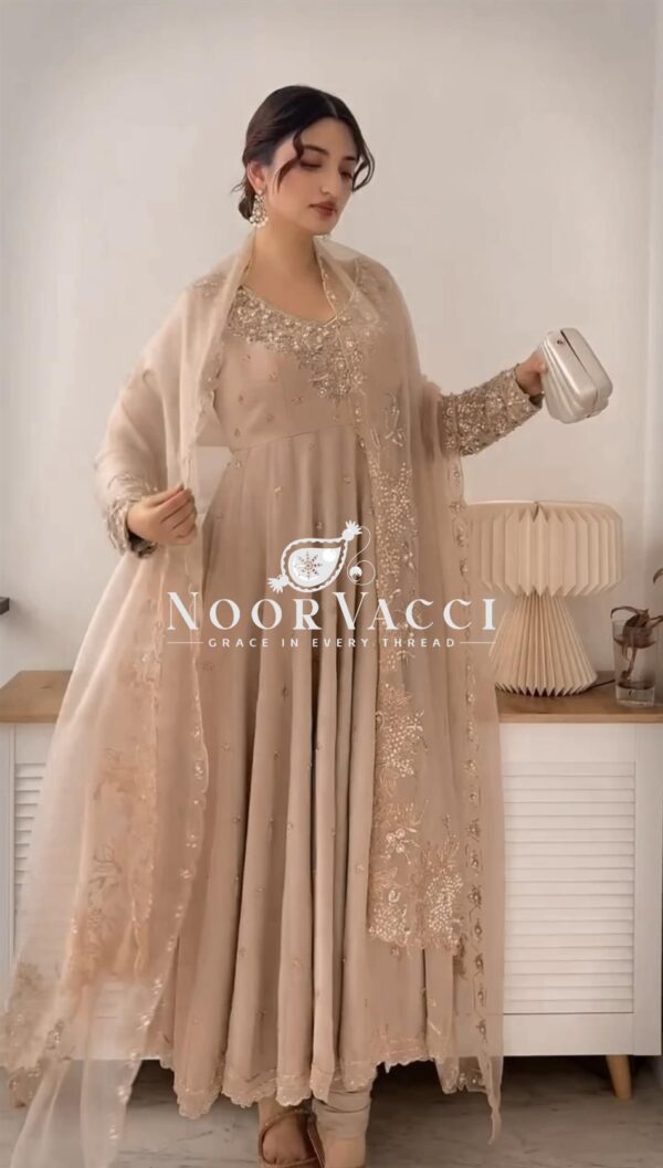Buy Heavy Georgette Embroidered Rembo Sequence Gown with Dupatta and Bottom - Image 4