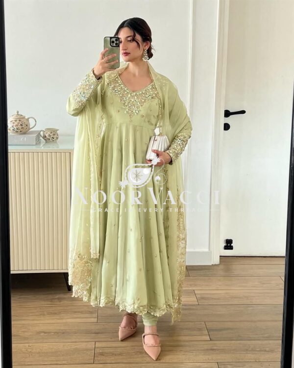 Buy Heavy Georgette Embroidered Rembo Sequence Gown with Dupatta and Bottom
