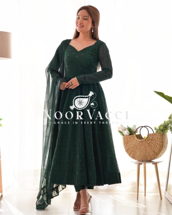 Buy Fox Georgette Lucknowi Anarkali Suit with Ruffle Dupatta - Image 7