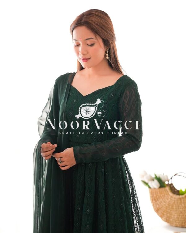 Buy Fox Georgette Lucknowi Anarkali Suit with Ruffle Dupatta - Image 5