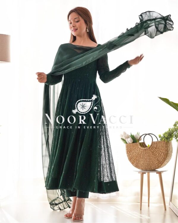 Buy Fox Georgette Lucknowi Anarkali Suit with Ruffle Dupatta - Image 8