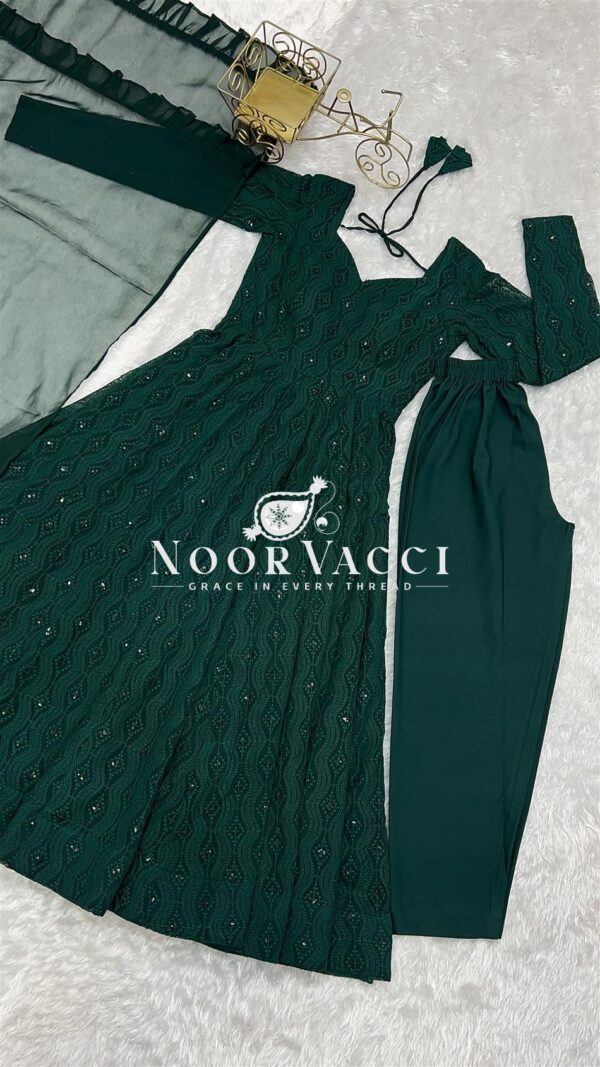 Buy Fox Georgette Lucknowi Anarkali Suit with Ruffle Dupatta - Image 11