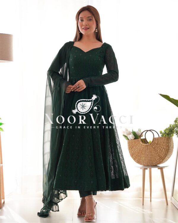 Buy Fox Georgette Lucknowi Anarkali Suit with Ruffle Dupatta - Image 9