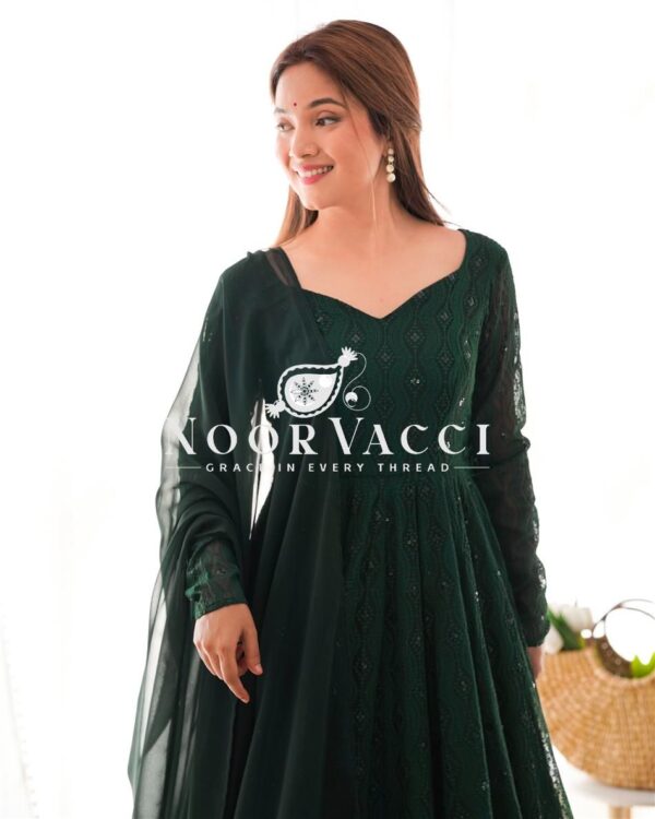 Buy Fox Georgette Lucknowi Anarkali Suit with Ruffle Dupatta - Image 2