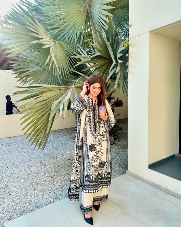 Printed Malai Satin 3-Piece Co-Ord Set with Dupatta - Image 2